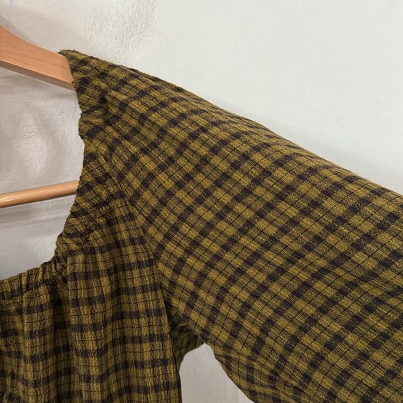 Madewell Tie-Back Cutout Top in Plaid Spiced Olive size XXS - Picture 4 of 9